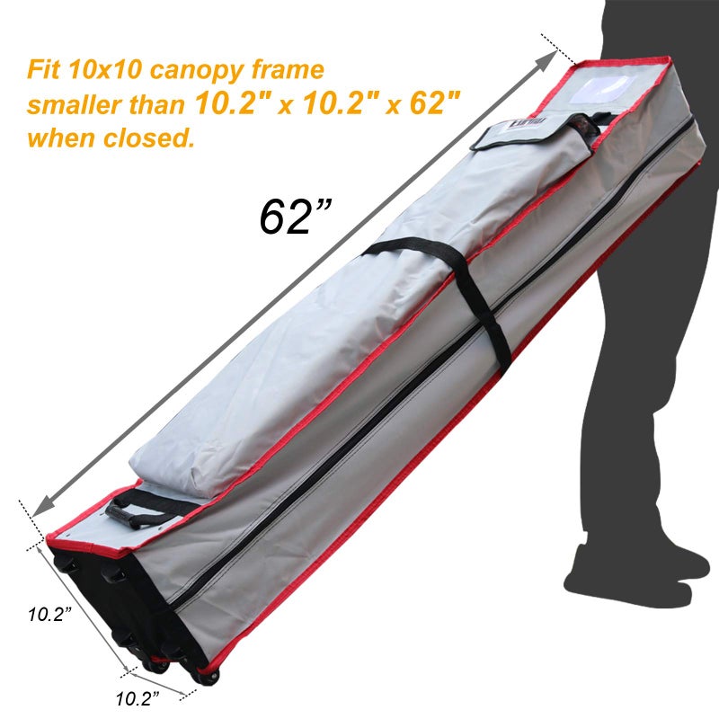 Eurmax USA Heavy Duty Wheeled Bag Pop up Canopy Tent Universal Rolling Storage Bag with Handles for 10x10 Canopy Instant Tent(Light Grey) - Image 2